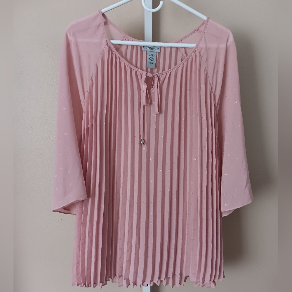 028 Catherines Women's Pink Blouse (Size 0X, 14/16 W)